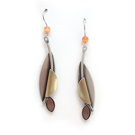 Long Burnt Orange "leaf" style Dangle Earrings - Click Image to Close